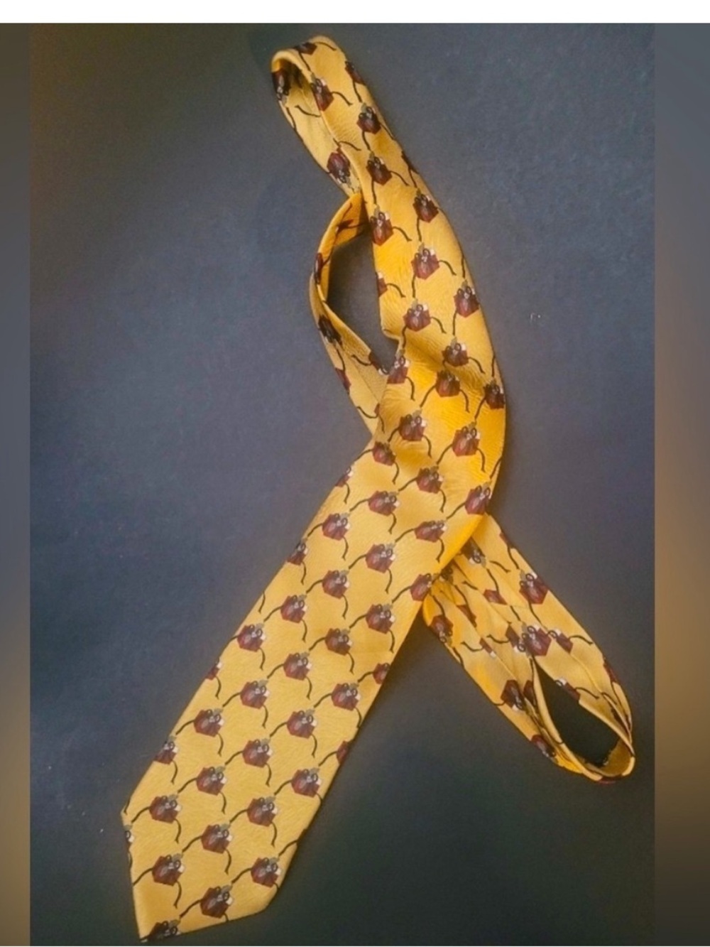Monsieur Pierre Elegant Yellow Tie with Pattern - Picture 3 of 3
